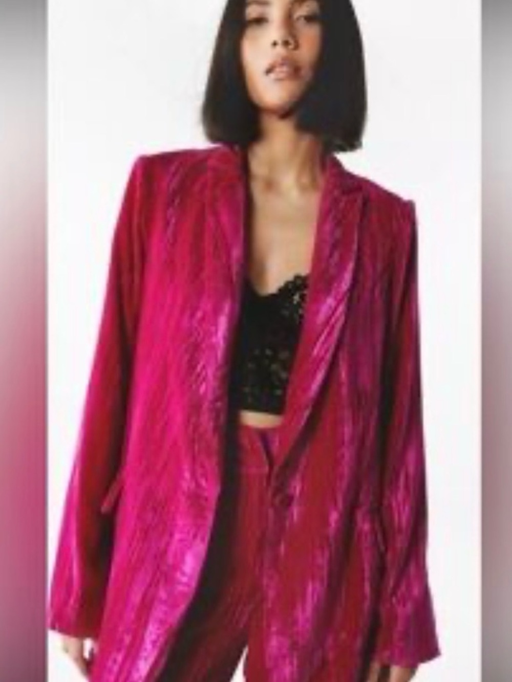 Nasty Gal Fuchsia Shimmer Blazer Jacket